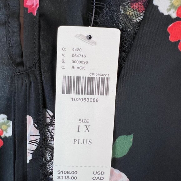 Anthropologie Floral Sleeveless Blouse Lace Trim 1X Silky Halter Tank Top NWT - Picture 8 of 12